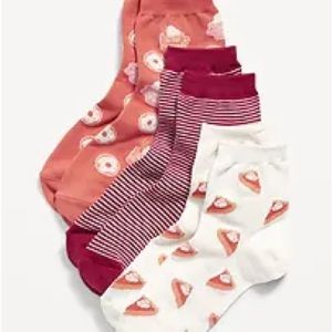 NWT OLD NAVY Novelty Quarter Crew Socks 3-Pack Color: THANKS GIVING OS